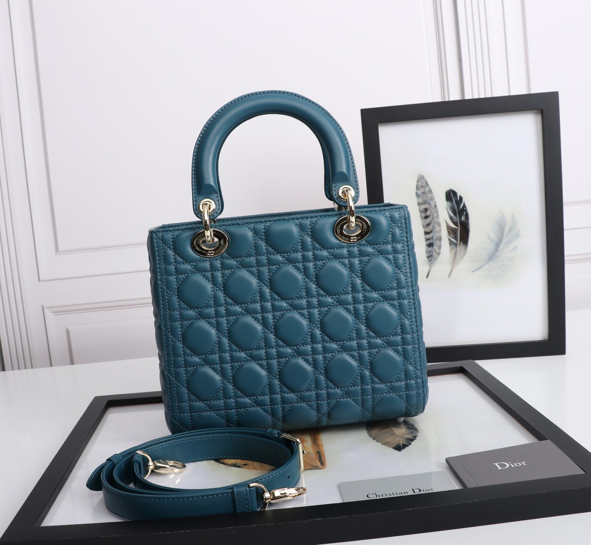 Medium Lady Dior Bag Denim Blue Cannage Lambskin